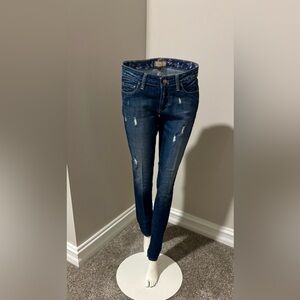 Vintage PAIGE Skyline Dark Blue Distressed Skinny Jeans